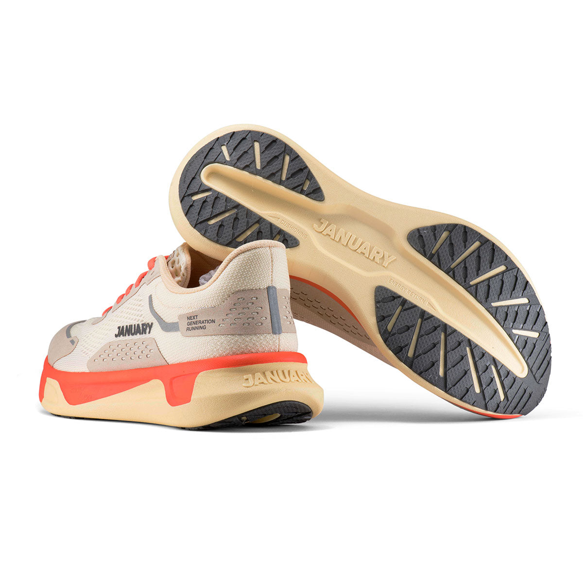 Desert Bloom shoe pair. Back of shoe and bottom of sole. 